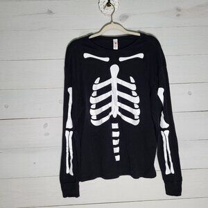 Target Men Skeleton sz L black/white long sleeve tee.  100% cotton. Halloween.